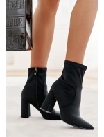 Damskie Botki Materiałowe Na Obcasie Czarne Amile