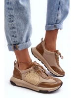 Damskie Buty Sportowe Skórzane Maciejka 06295-04 Beżowe Damskie Buty Sportowe Skórzane Maciejka 06295-04 Beżowe