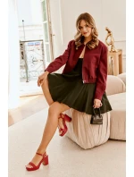 Eko Skórzane Sandały Na Słupku Bordowe Lillita