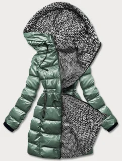 Dámska obojstranná metalická bunda zelená (R8070)