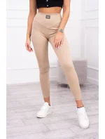 Rebrované legíny béžové