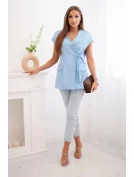 Dámske sako bez rukávov s viazaním - elegantný strih modrá Dámske sako bez rukávov s viazaním - elegantný strih modrá