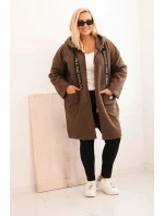 Dámska bunda Plus Size s kapucňou a vreckami camel Dámska bunda Plus Size s kapucňou a vreckami camel