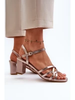 Sandały Damskie Na Słupku Sergio Leone SK065 Złote