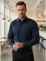 Pánska tmavomodrá vzorovaná košeľa slim fit FashionStreet DX2688