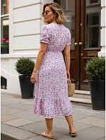 Dámske midi šaty s kvetinovým vzorom modré FashionStreet EY2660 Dámske midi šaty s kvetinovým vzorom modré FashionStreet EY2660