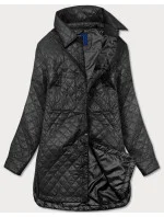 Tenká čierna dámska bunda s golierom (JIN225)