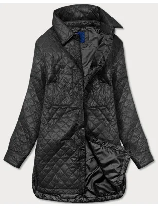 Tenká čierna dámska bunda s golierom (JIN225)