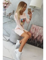 Šaty s potlačou Honey girl púdrovo ružové