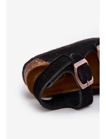 Sandałki Dziecięce Na Korkowej Platformie Zapinane Na Rzep Czarne Rorria