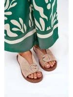 Płaskie Sandały Z Ozdobą Beżowe Haliones