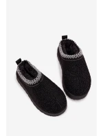 Śniegowce Dziecięce Młodzieżowe Z Futerkiem Typu Baranek Czarne Selathiel