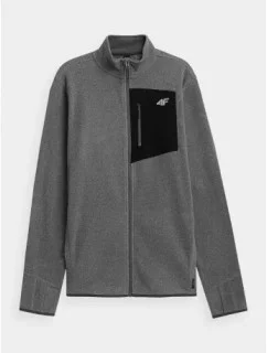 Pánska fleecová mikina H4L21-PLM060 sivá - 4F