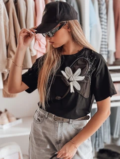 Dámske tričko nadrozmernej veľkosti s 3D efektom PETALOVE čierne FashionStreet RY2717