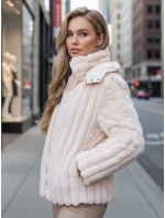 Kurtka damska futrzana z kapturem różowa FashionStreet TY5277z Kurtka damska futrzana z kapturem różowa FashionStreet TY5277z