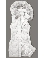 Dámska bunda bez rukávov s kožušinou na kapucni J Style white (16M9172-281) Dámska bunda bez rukávov s kožušinou na kapucni J Style white (16M9172-281)