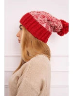 Milano fleecová čiapka K203 ecru melange+red