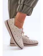 Skórzane Półbuty Damskie Beżowe S.Barski LR182