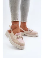 Sandały Damskie Na Płaskim Obcasie Z Ozdobą Beżowe D&A MR38-656