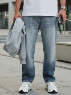 Pánske modré vrecovité džínsové nohavice FashionStreet UX4478