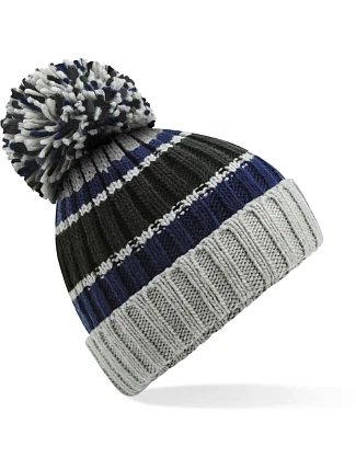 Beechfield B 392 Pletená čiapka s pruhmi „Hygge“ 53.0392 blue steel