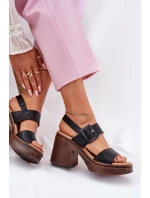 Sandały Damskie Na Masywnym Obcasie I Platformie Vinceza 17387 Czarne