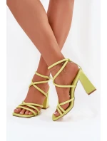Sandały Damskie Na Słupku Z Paskami Limonkowe Ciarilora