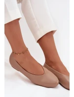 Baleriny Damskie Z Eko Skóry Na Płaskim Obcasie Beżowe Olyssia