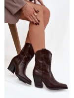 Dámské Kovábojky Eko Kůže Na Podpatku Čokoládové Sorelia