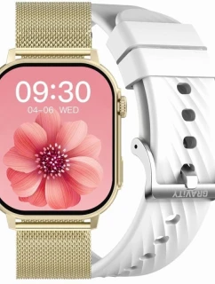 Dámske inteligentné hodinky GRAVITY GT15-10 Biely silikónový remienok + zlatý náramok