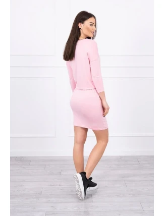 Viskózové šaty s viazaním v páse, púdrovo ružové Viskózové šaty s viazaním v páse, púdrovo ružové