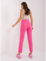 Ružové látkové nohavice s elastickým pásom