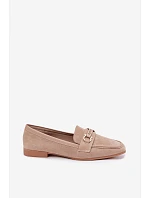 Dámske mokasíny Loafers s ozdobným prvkom, béžové, Evelora Dámske mokasíny Loafers s ozdobným prvkom, béžové, Evelora