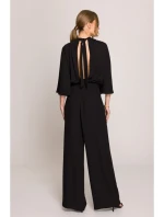 S397 Kombinéza so širokými rukávmi a rozdeleným chrbtom - čierna S397 Kombinéza so širokými rukávmi a rozdeleným chrbtom - čierna
