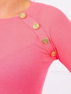 Šaty s ozdobnými gombíkmi ružové neónové