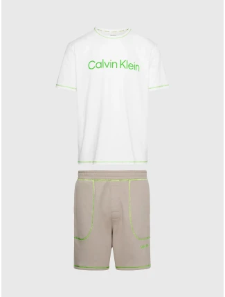 Pánske pyžamo NM2471E bielo/béžové - Calvin Klein