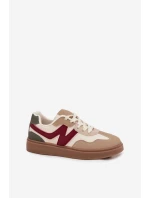 Sneakersy Damskie Niskie Eko Skórzane Beżowe Givelle