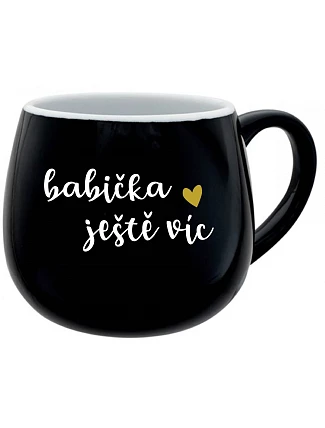 BABIČKA JEŠTĚ VÍC - čierny keramický hrnček 300 ml