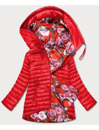 Červená obojstranná dámska kvetovaná bunda (PC-6105-16) Červená obojstranná dámska kvetovaná bunda (PC-6105-16)