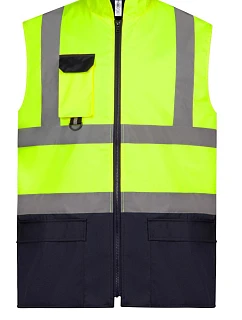 Yoko HV 005 Hi-Vis polstrovaná vesta 79.V005 hi vis žltá/námornícka modrá
