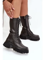 Skórzane Kozaki Ocieplane Na Platformie Artiker 57C2282 Czarne