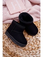 Ocieplane Czarne Dziecięce Młodzieżowe Botki Śniegowce Gooby