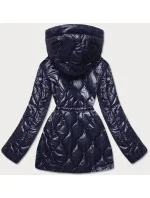 Tmavomodrá dámska bunda s ozdobnou podšívkou (BH2182)