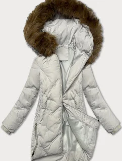 Dámska zimná bunda so šnúrkami na bokoch S'west light grey (R8295-26)