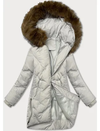 Dámska zimná bunda so šnúrkami na bokoch S'west light grey (R8295-26) Dámska zimná bunda so šnúrkami na bokoch S'west light grey (R8295-26)