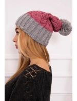 Paris fleecová čiapka K212 tmavo ružová+sivá
