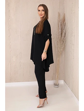 Súprava blúzka + nohavice s príveskom čierna