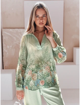 Dámske kvetinové tričko oversize Kvetinová zelená FashionStreet DY0471 Dámske kvetinové tričko oversize Kvetinová zelená FashionStreet DY0471