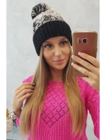 Dámska čiapka s brmbolcom Abigail K326 béžová+čierna