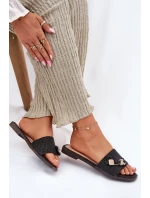 Klapki Damskie Na Płaskim Obcasie Z Kokardą Czarne Sallariela